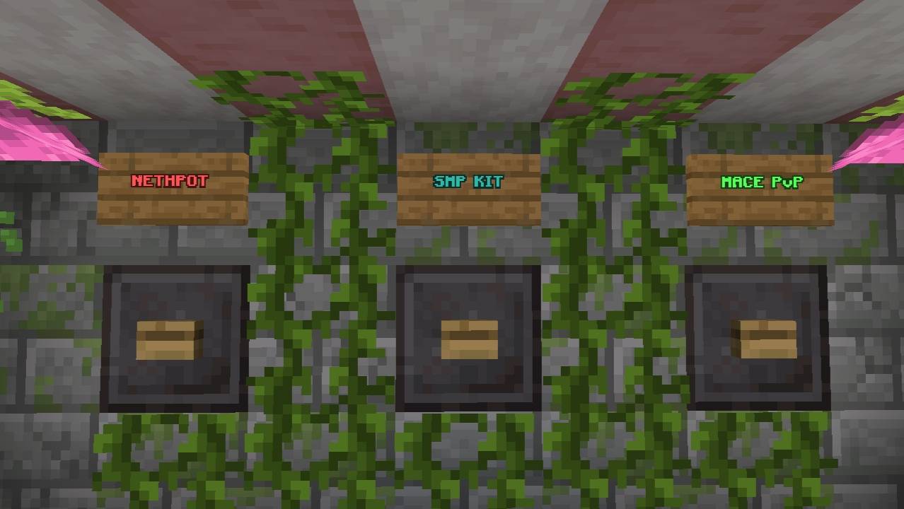 Wooden entrance gate topped with a green and black creeper face