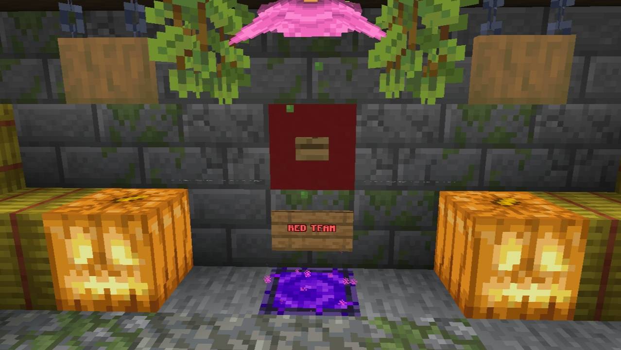 Red team selection point with button and small purple portal