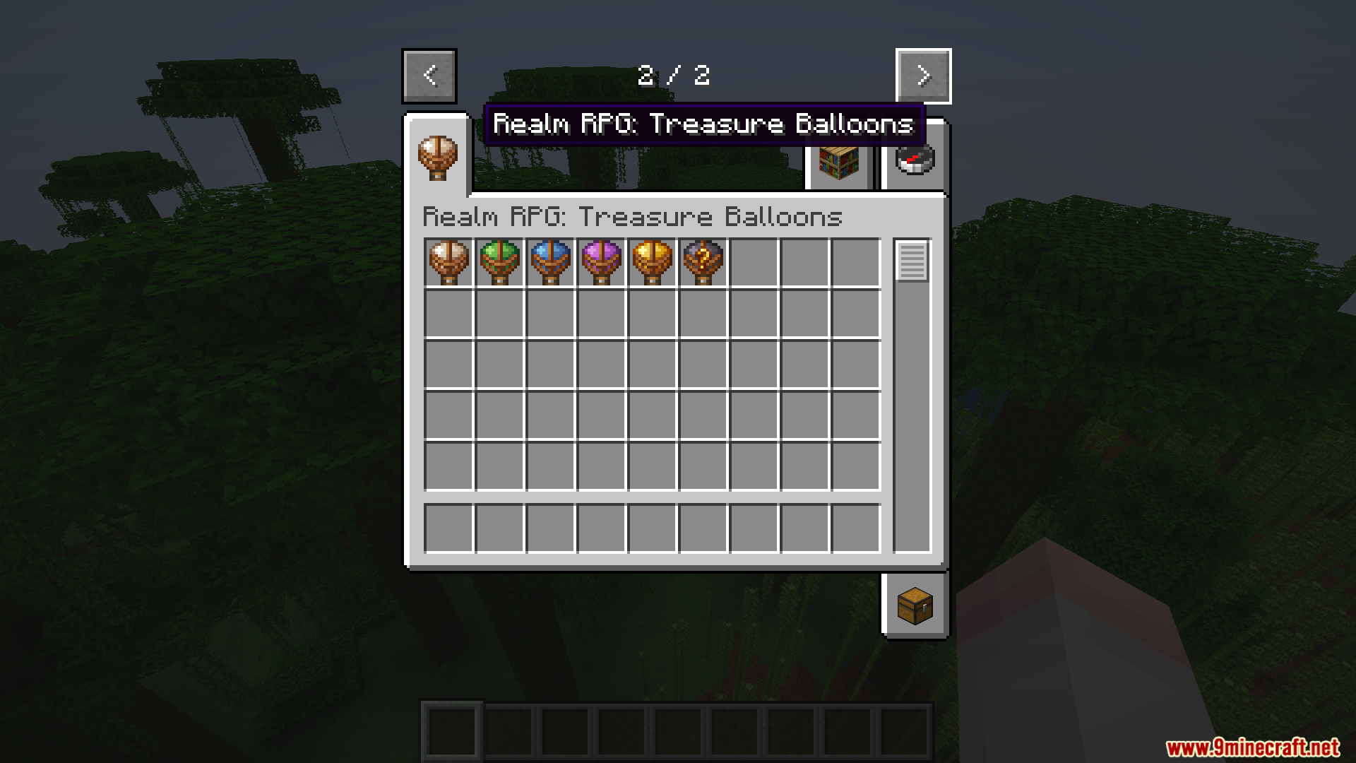 Realm RPG Treasure Balloons creative inventory displaying various colored items