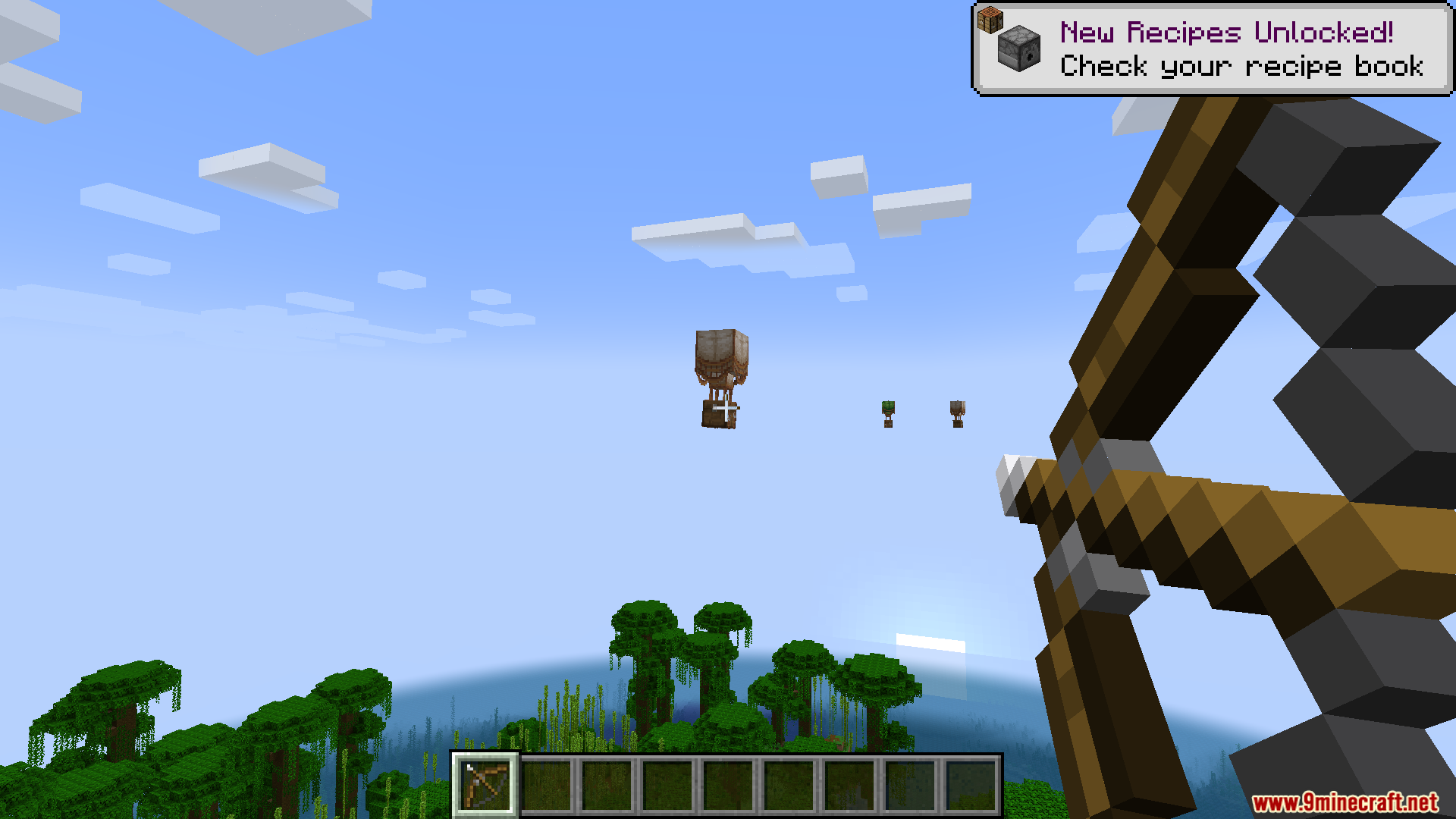 Player aiming a bow to shoot down a flying treasure balloon