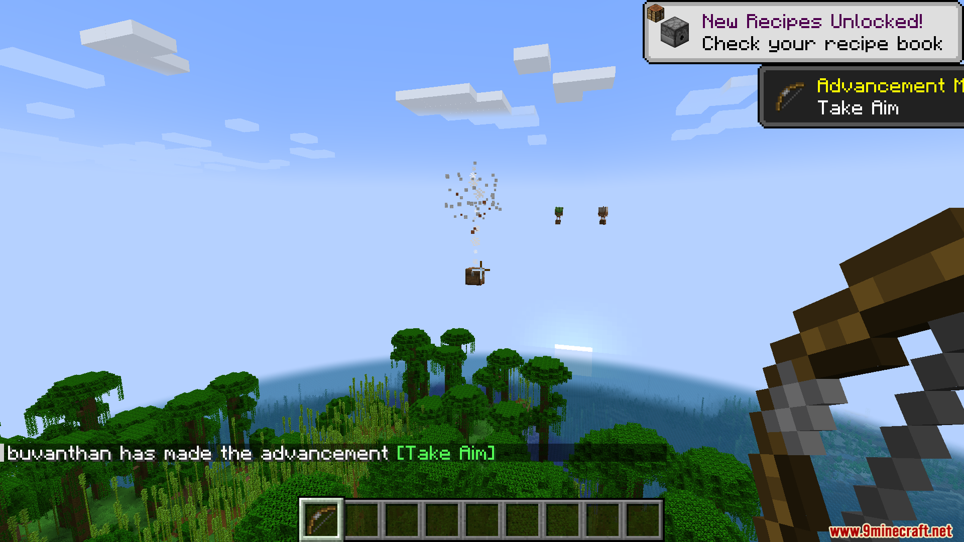 Realm RPG Treasure Balloons flying high above a dense jungle biome
