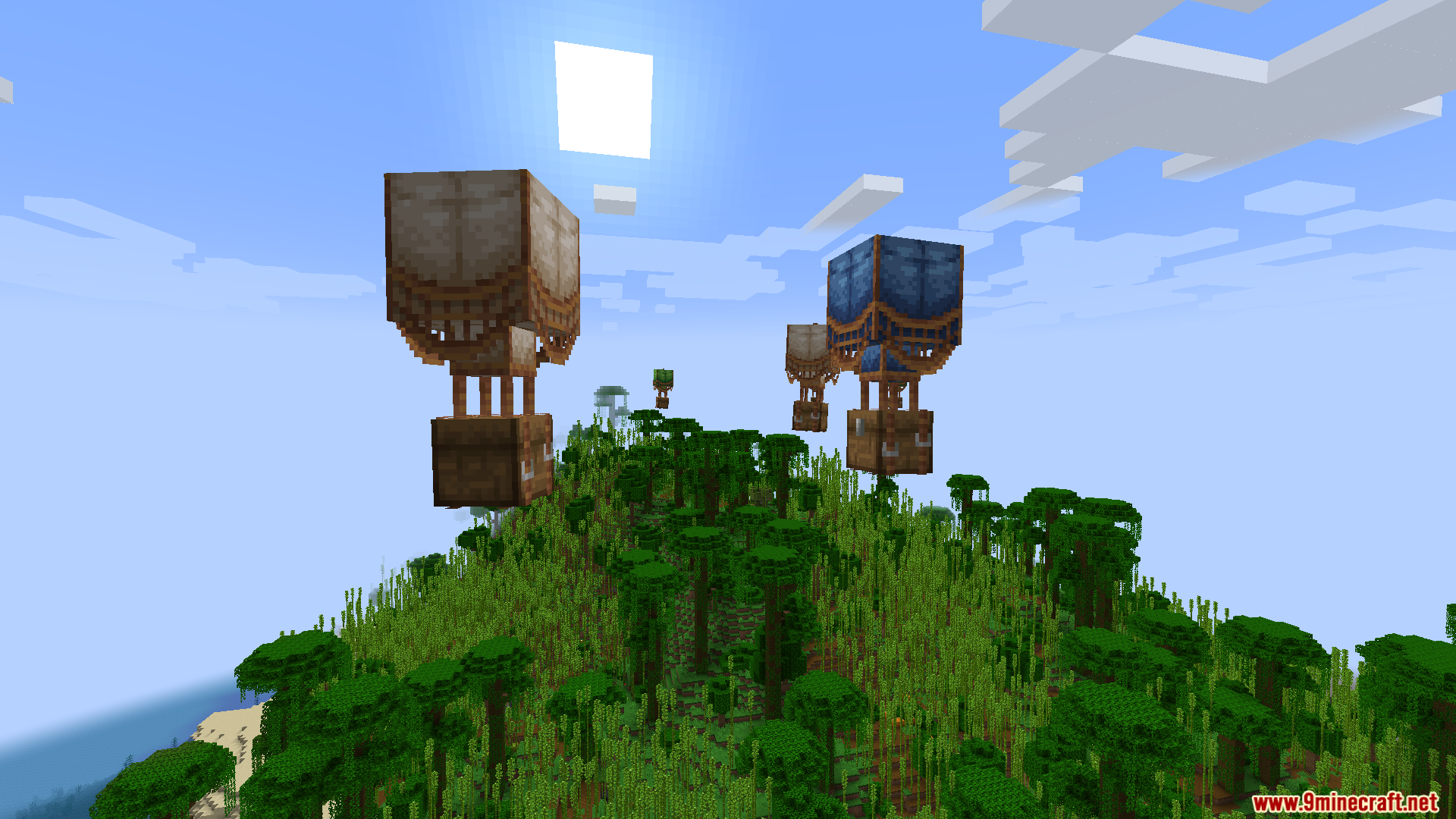 Realm RPG Treasure Balloons floating above a lush jungle landscape