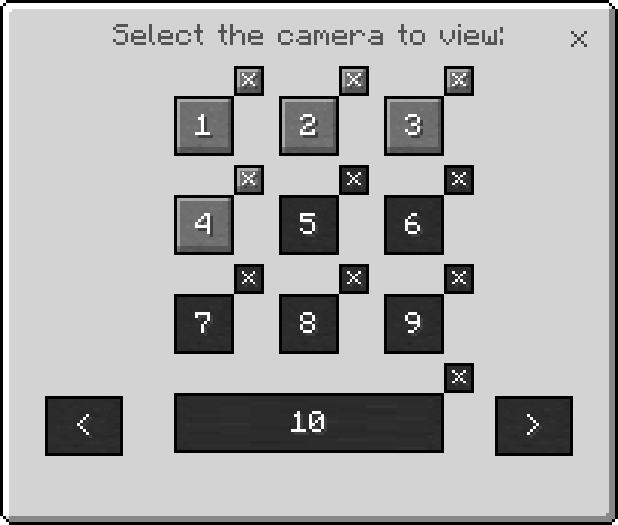Securitycraft mod interface for selecting specific security cameras to view
