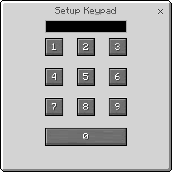 Securitycraft mod interface used to set up a numeric keypad password