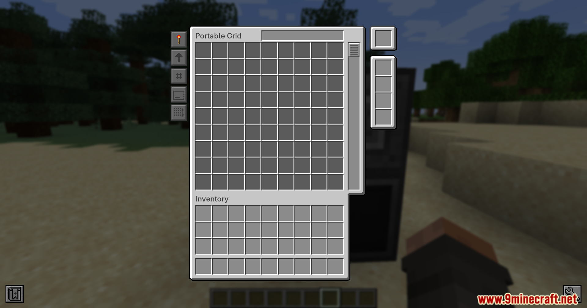 Portable Grid interface showing empty storage slots and inventory