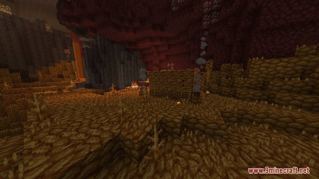 Small brick ruin structure in the Visceral Heap nether biome