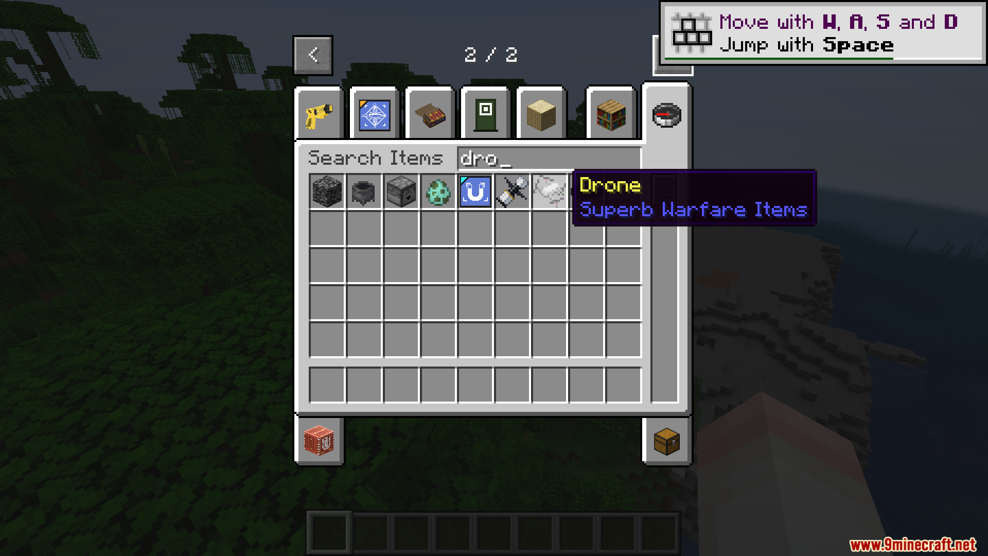 Player holding a drone item from Superb Warfare mod