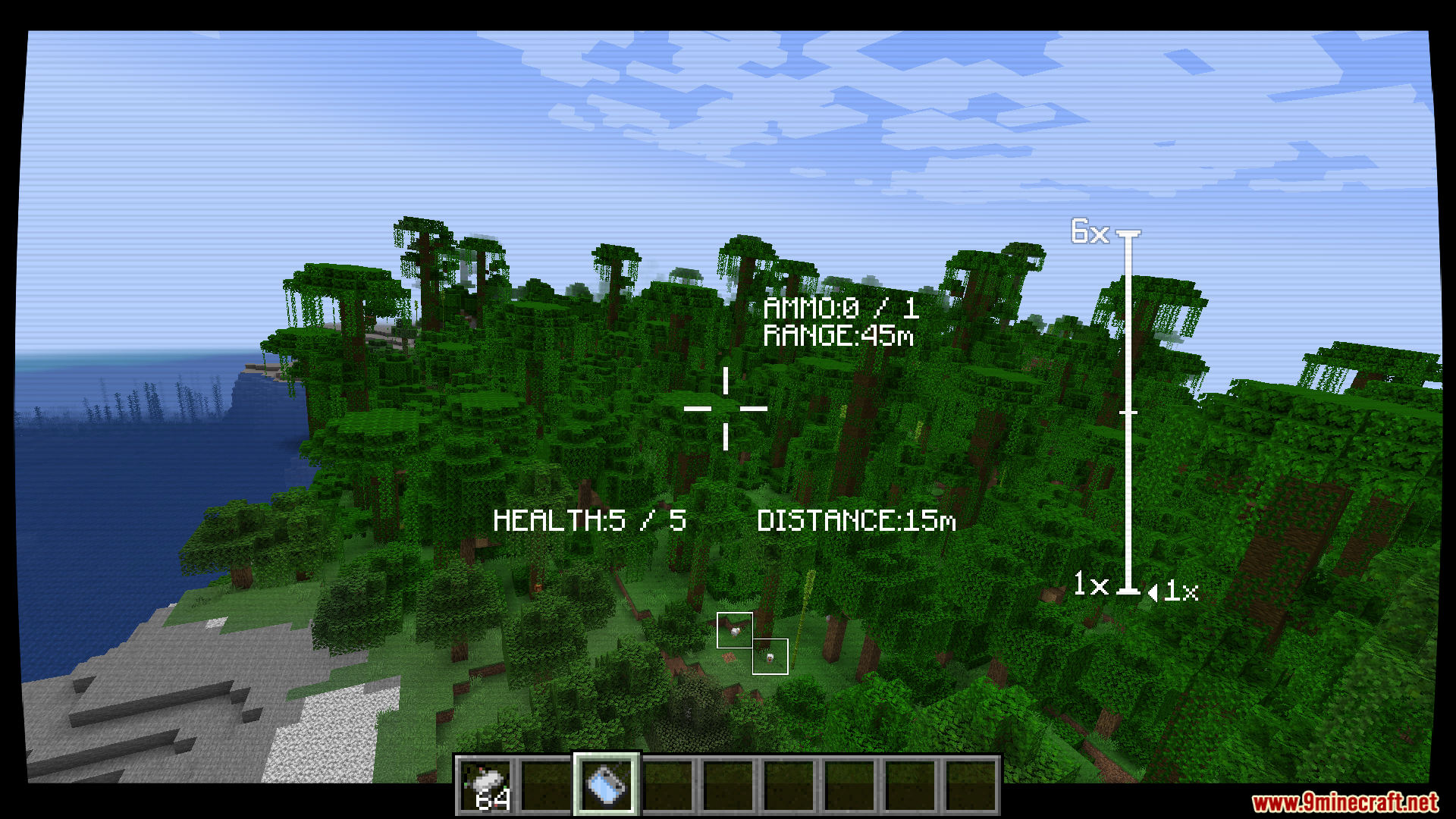 Player viewing ping markers through drone camera in a jungle biome