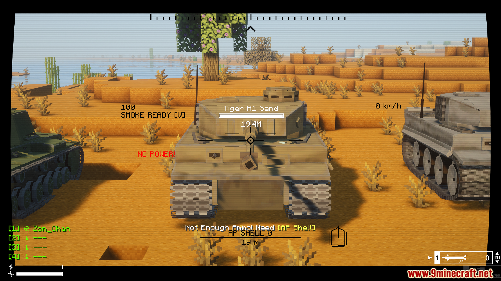 Zoomed view targeting Tiger tank in SBW Warsteel WW2 Mod