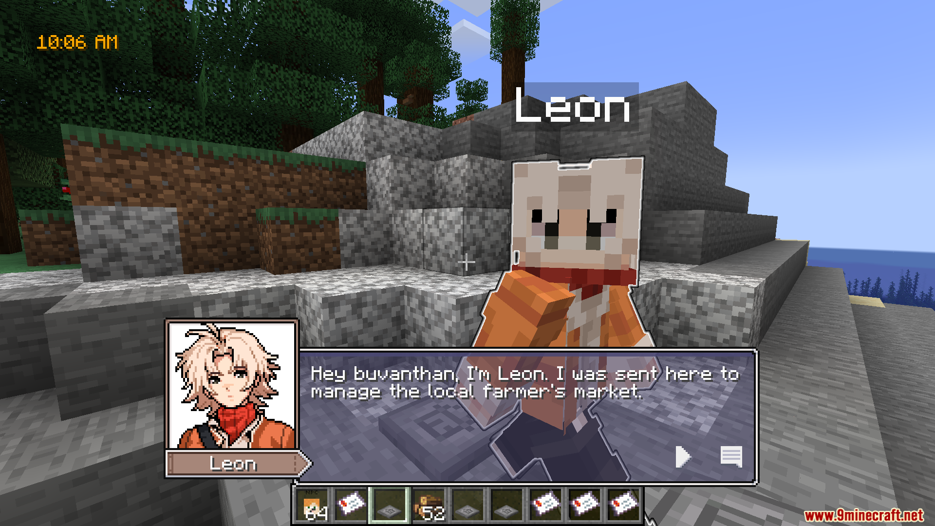 SVDialog mod displaying a custom portrait text box for Leon NPC