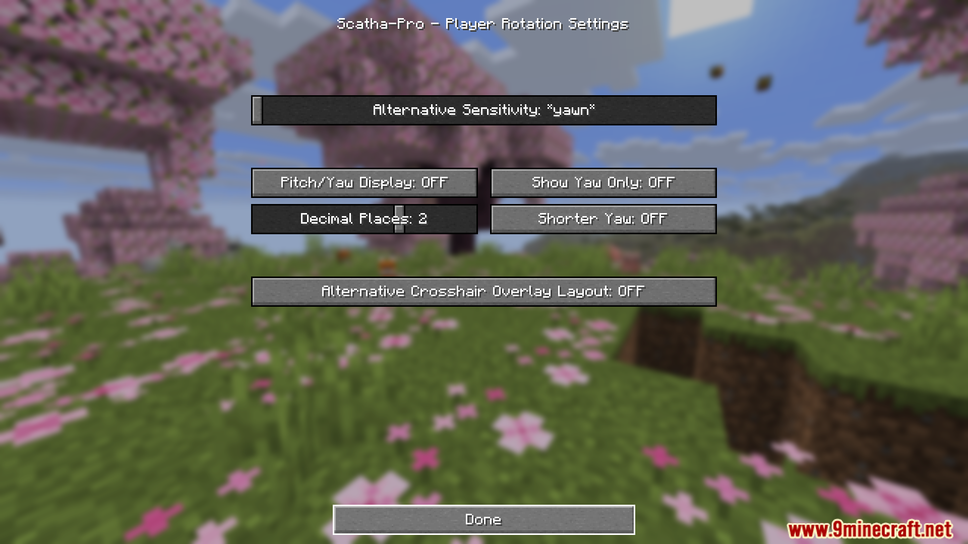 Scatha Pro Mod Screenshot 10 Player rotation settings menu interface in Scatha Pro mod