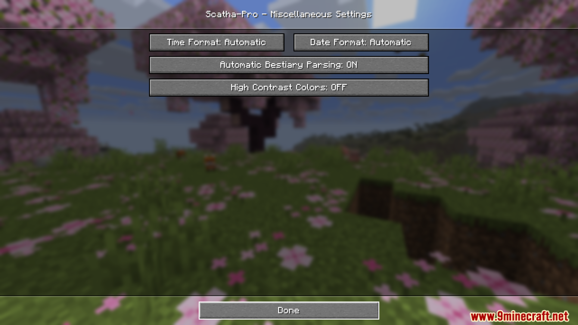 Scatha Pro Mod Screenshot 12 Miscellaneous settings menu interface in Scatha Pro mod
