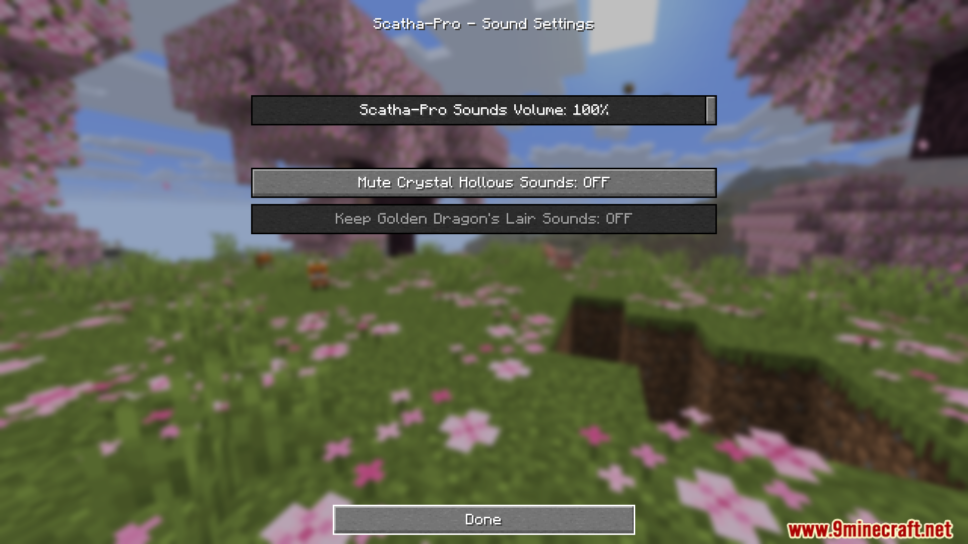Scatha Pro Mod Screenshot 14 Scatha Pro Sound Settings menu showing volume and mute options