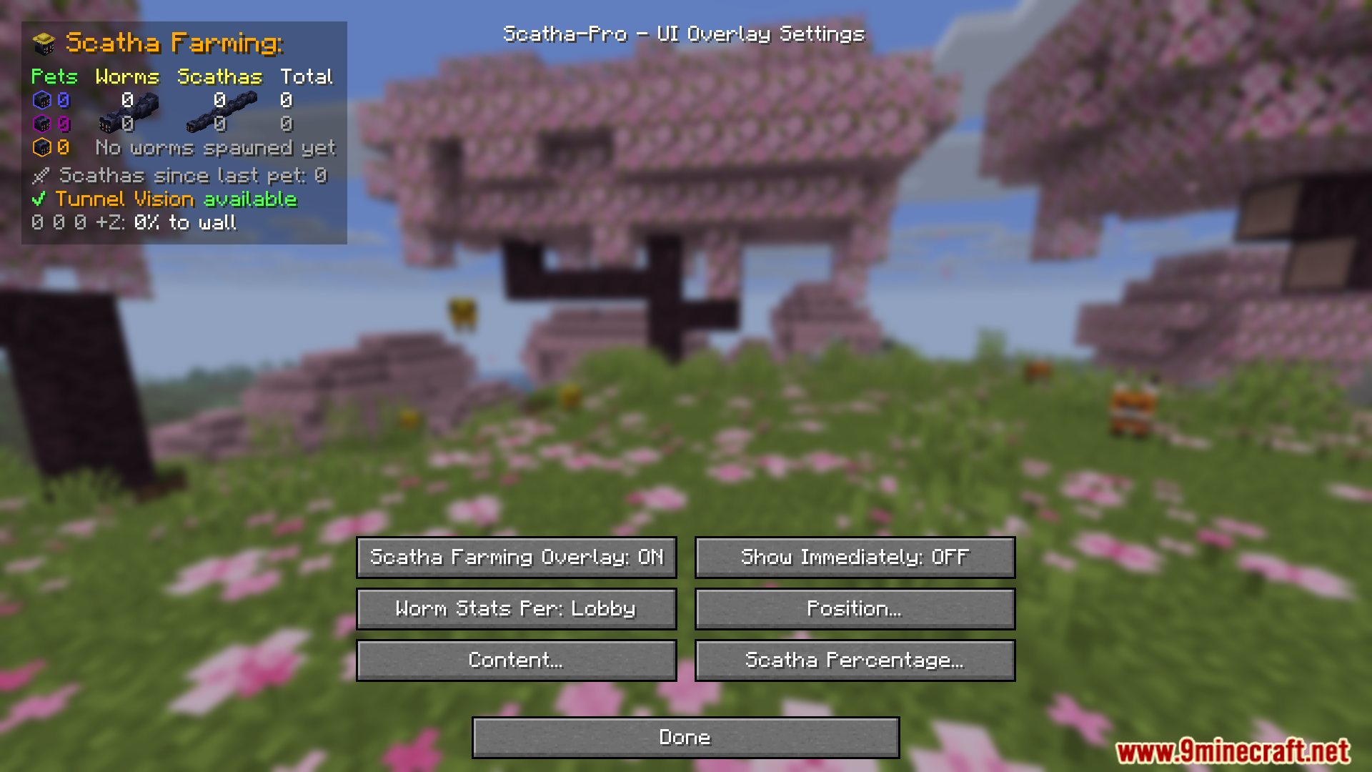 Scatha Pro Mod Screenshot 3 UI Overlay Settings for Scatha Pro Mod in Minecraft