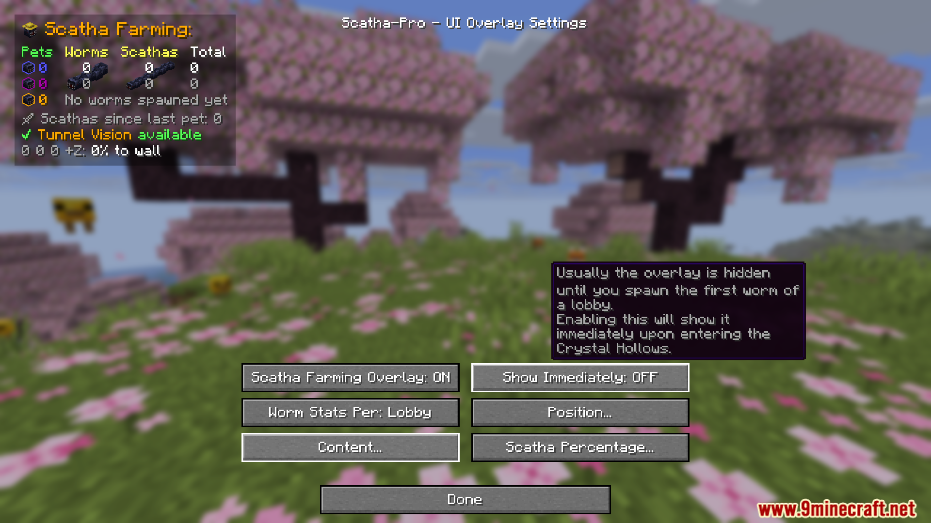 Scatha Pro Mod Screenshot 8 Scatha farming profile stats option in the settings menu