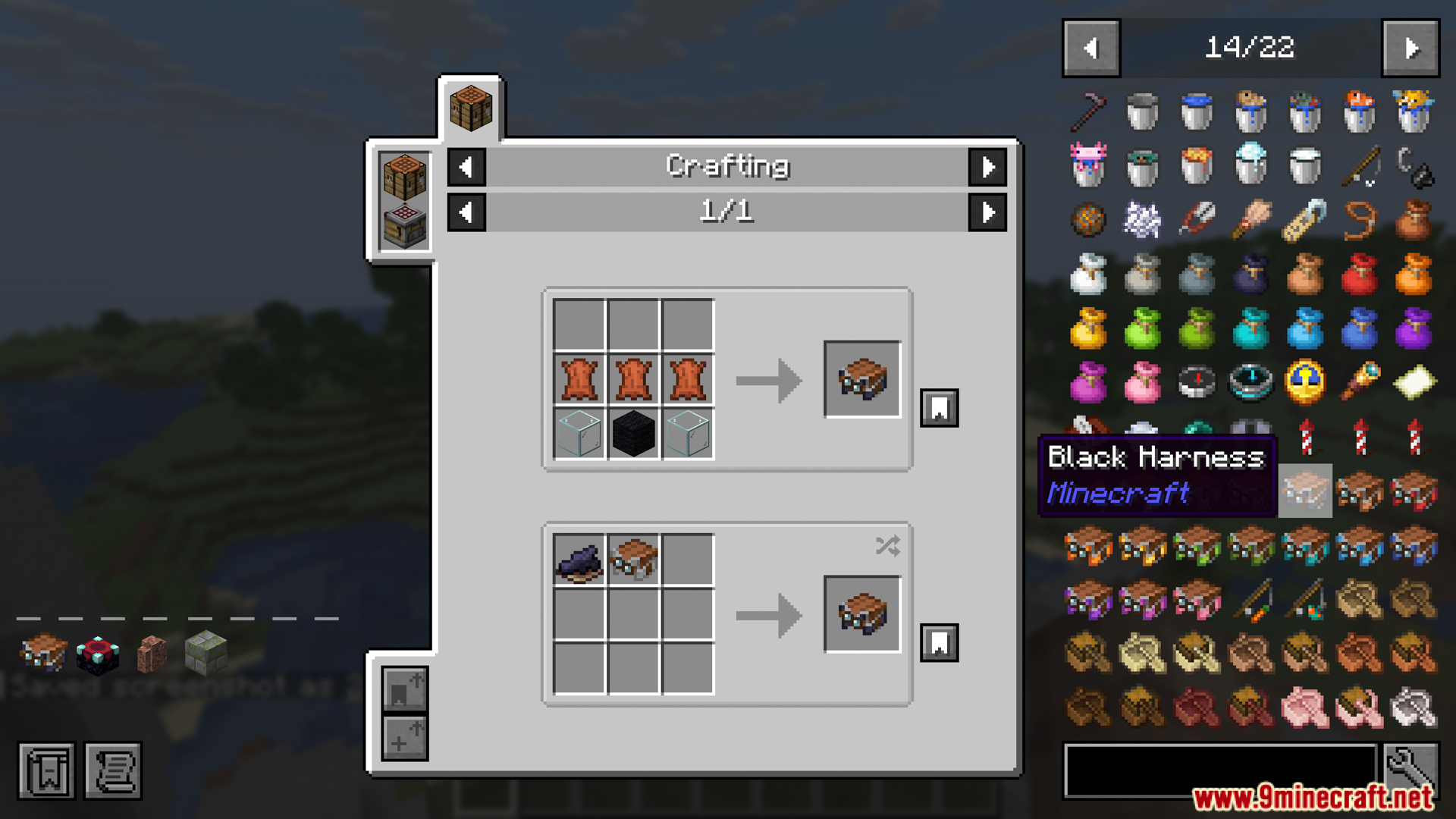 Crafting recipe for a Black Harness item