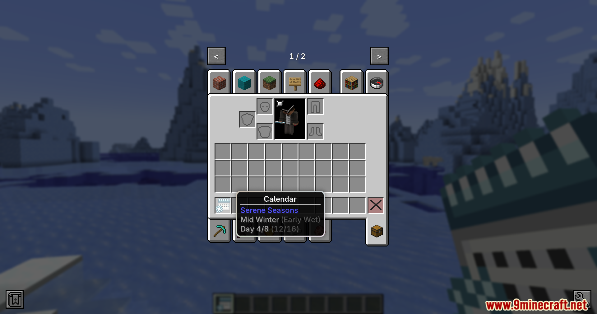 Checking the Serene Seasons calendar item for winter progress