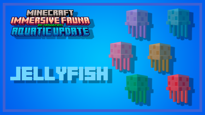 Immersive Fauna Aquatic Update Addon Screenshot 23 Six colorful jellyfish variants featured in the Immersive Fauna update