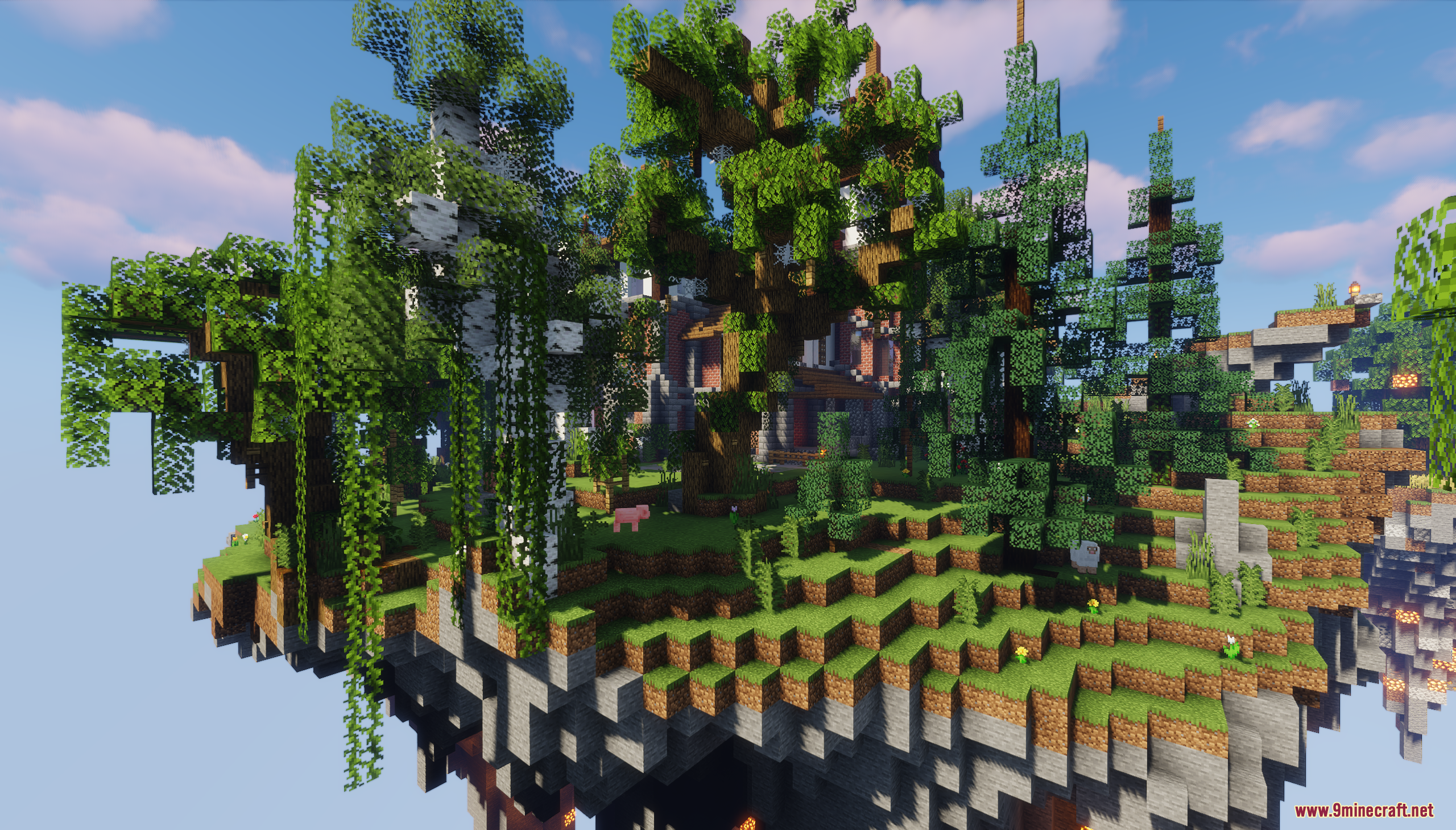 Main island of Sky Island Survival Map with abandoned base