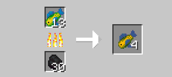 Immersive Fauna Aquatic Update Addon Screenshot 36 Smelting raw tropical fish into cooked fish in a furnace