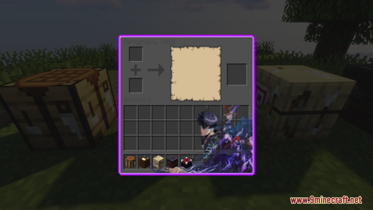Solo Leveling themed Cartography Table menu with dark purple border