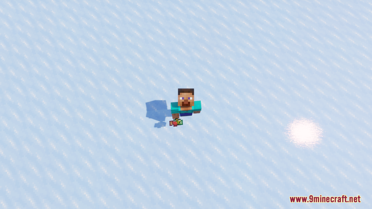 Top down view of Steve holding a miniature zombie spawn egg