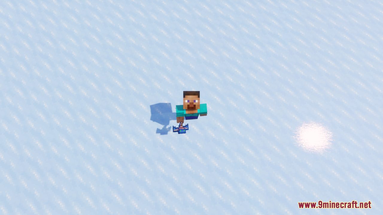 Player character holding a small blue phantom spawn egg on ice