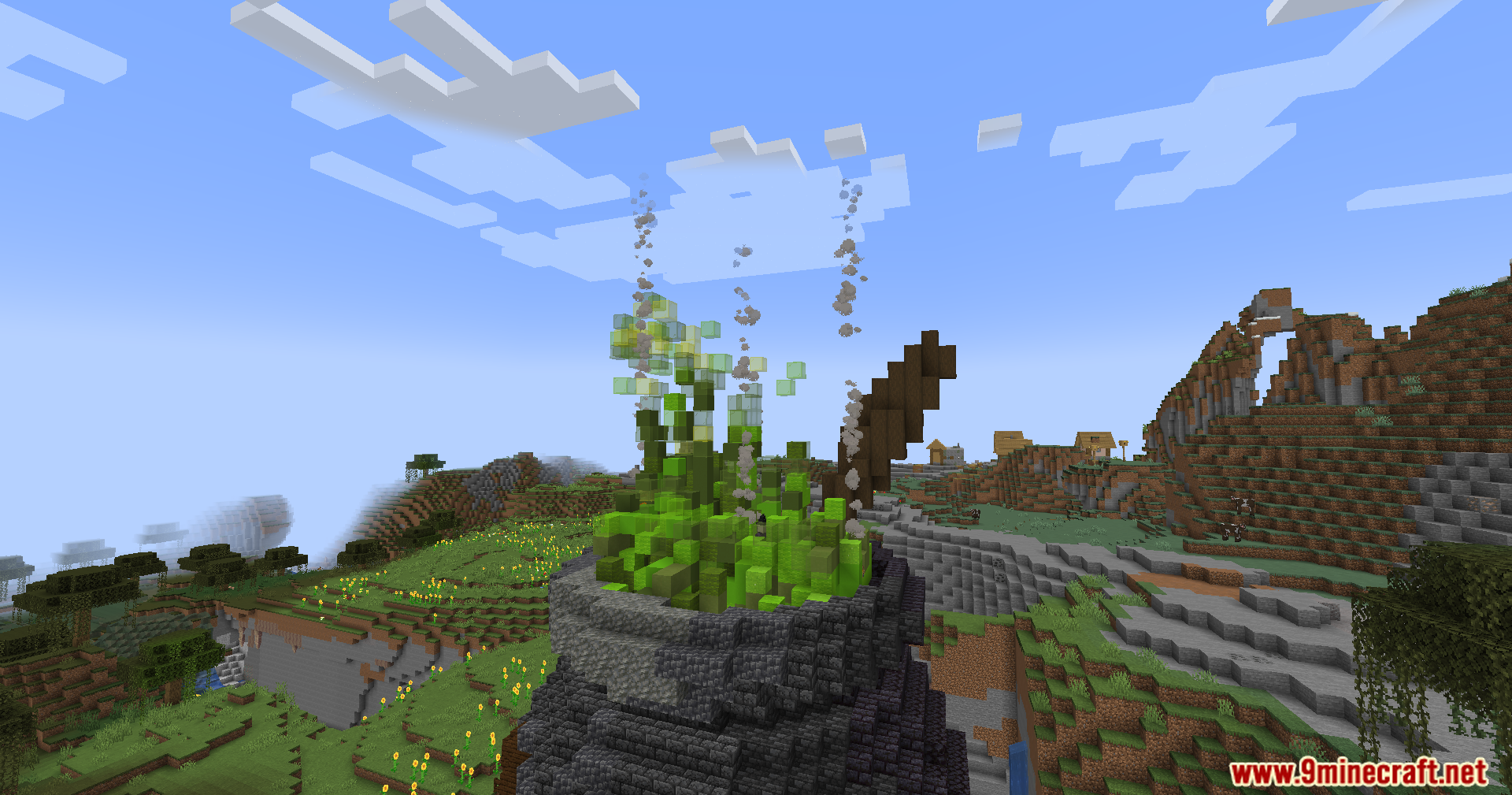 A giant stone cauldron bubbles with a green potion