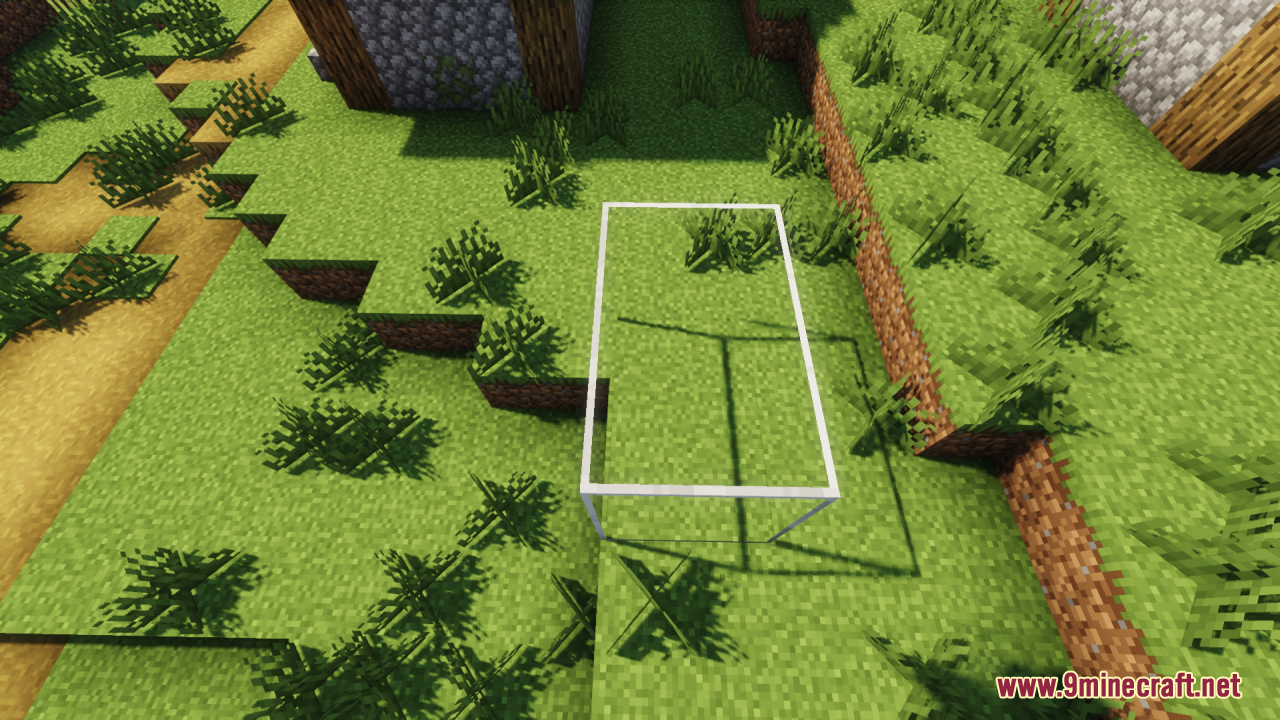 Rectangular outline built with clear glass blocks on grassy terrain