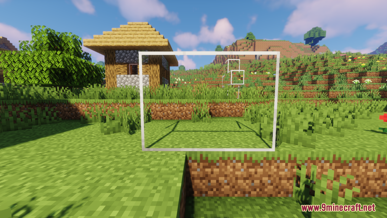 Completely clear connected glass blocks placed in a grassy field