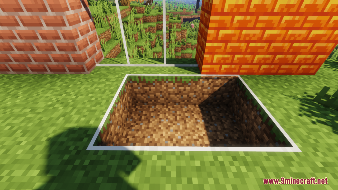 Transparent glass blocks placed over a dirt hole in the ground