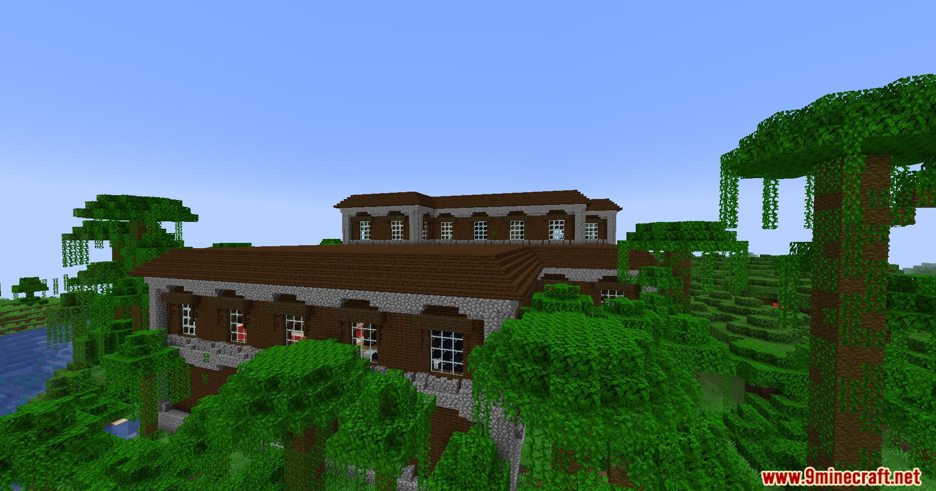 Woodland mansion structure generating cleanly in a dense jungle biome