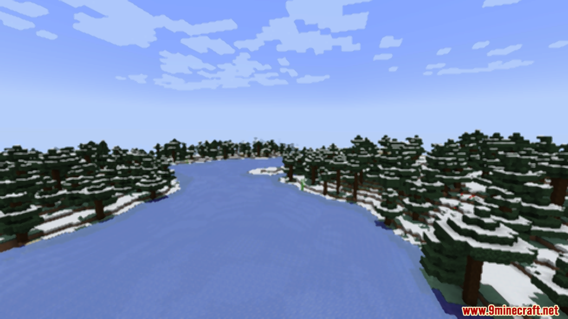 Snowy Forest Landscape With Frozen Lake Snowy Forest Landscape With Frozen Lake