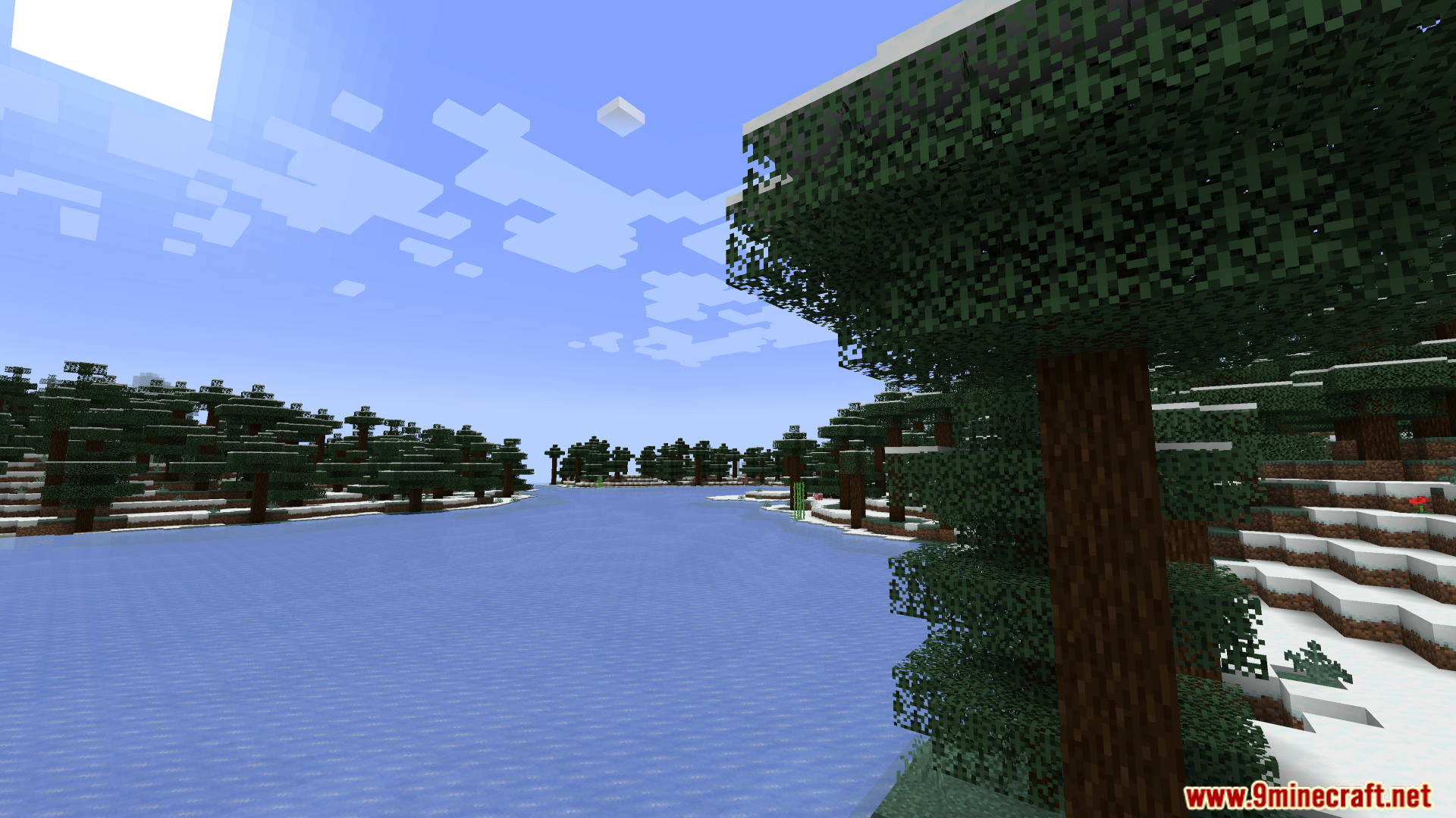 Snowy Forest Lake With Pine Trees Snowy Forest Lake With Pine Trees