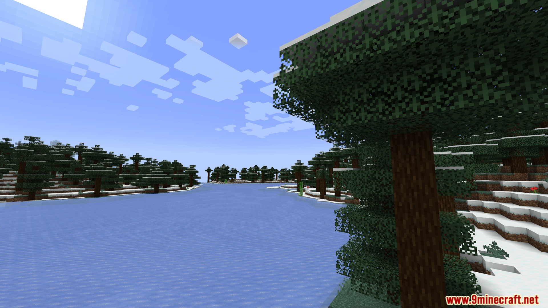 Snowy Forest Lake Landscape Winter Scene Snowy Forest Lake Landscape Winter Scene