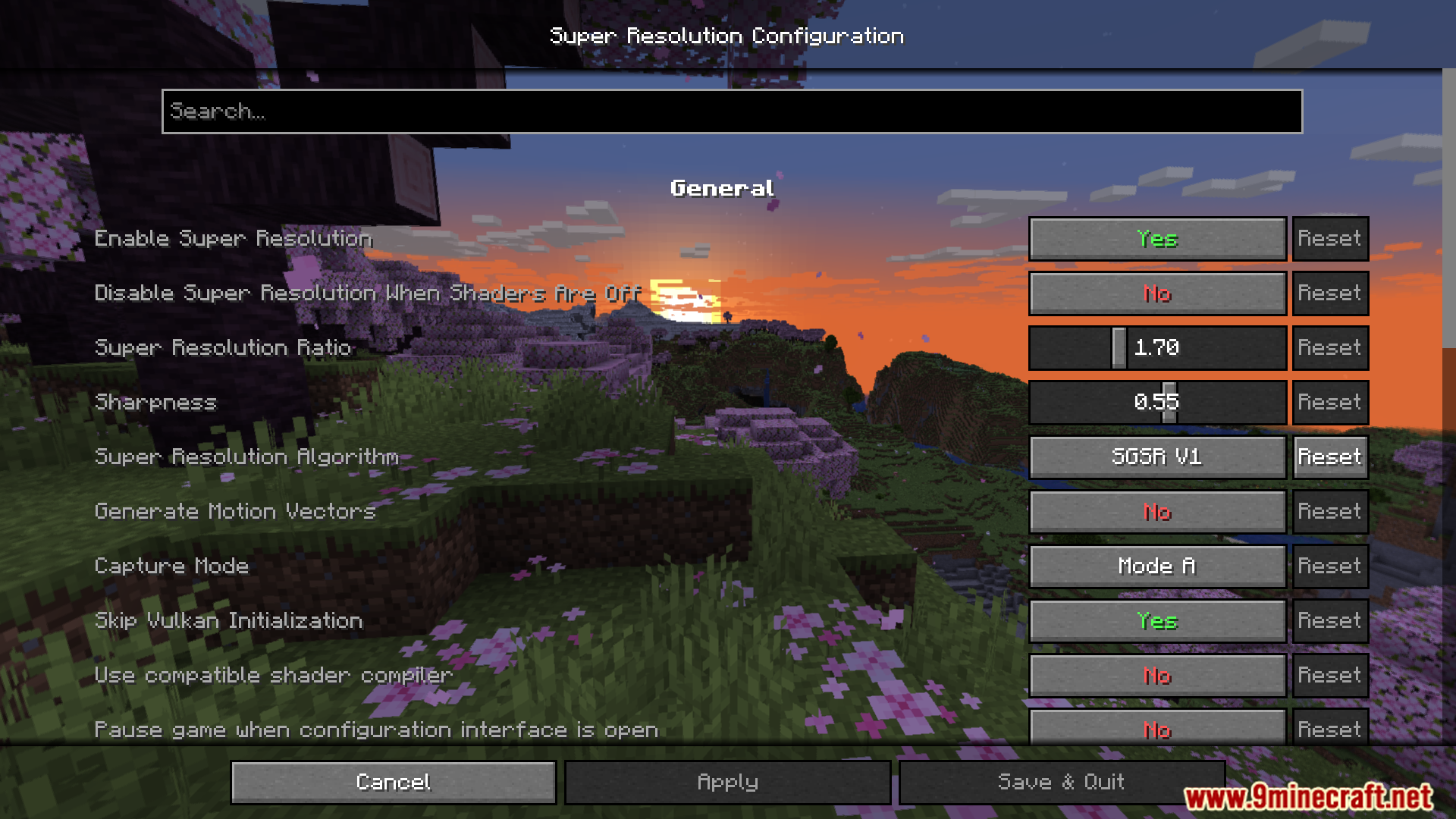 Minecraft Super Resolution Configuration Menu Screen Minecraft Super Resolution Configuration Menu Screen