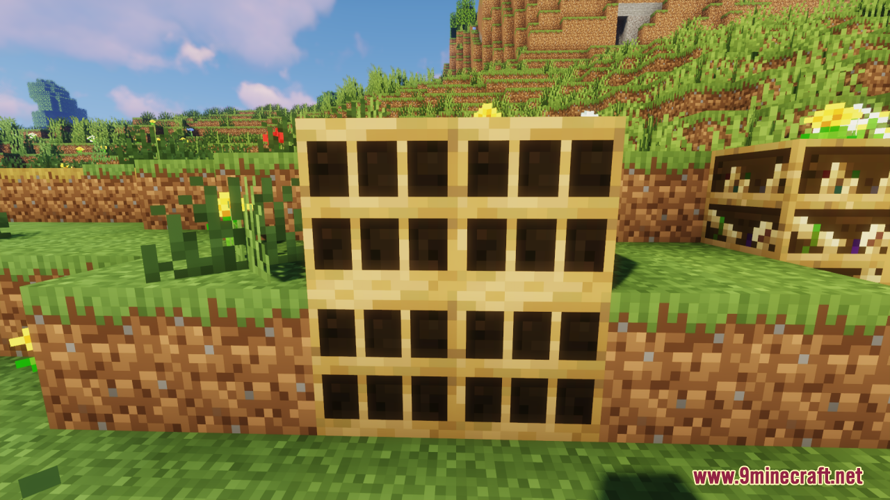 A close up of a wooden block with holes in it