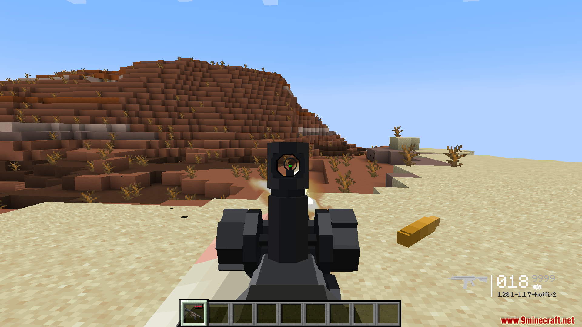 Player aiming down the sights using TaCZ Weapons and Tactics Mod