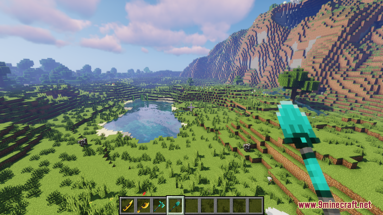 First person view holding a 3D diamond spear