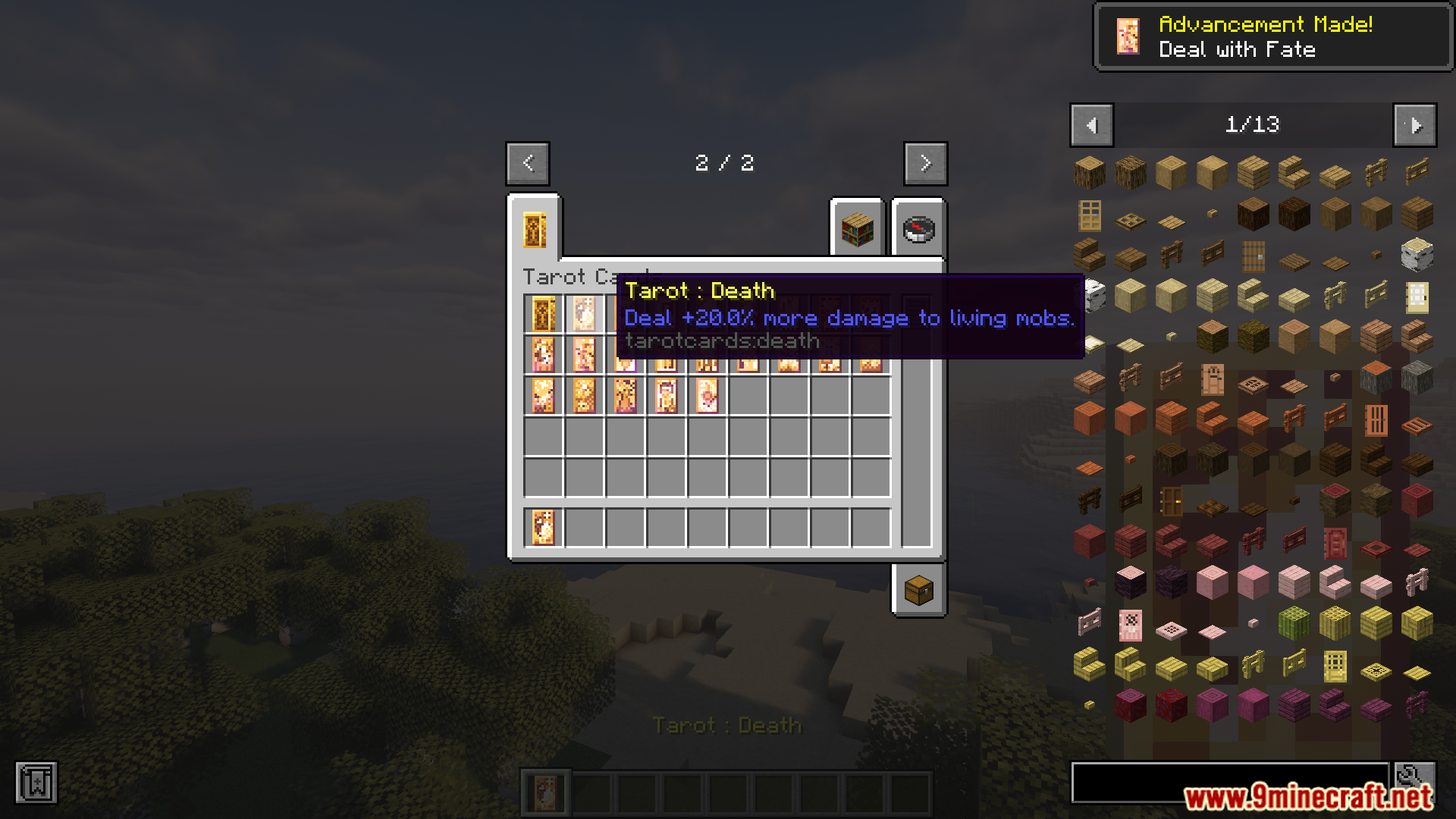 The Tarot Death card displays its damage bonus in inventory