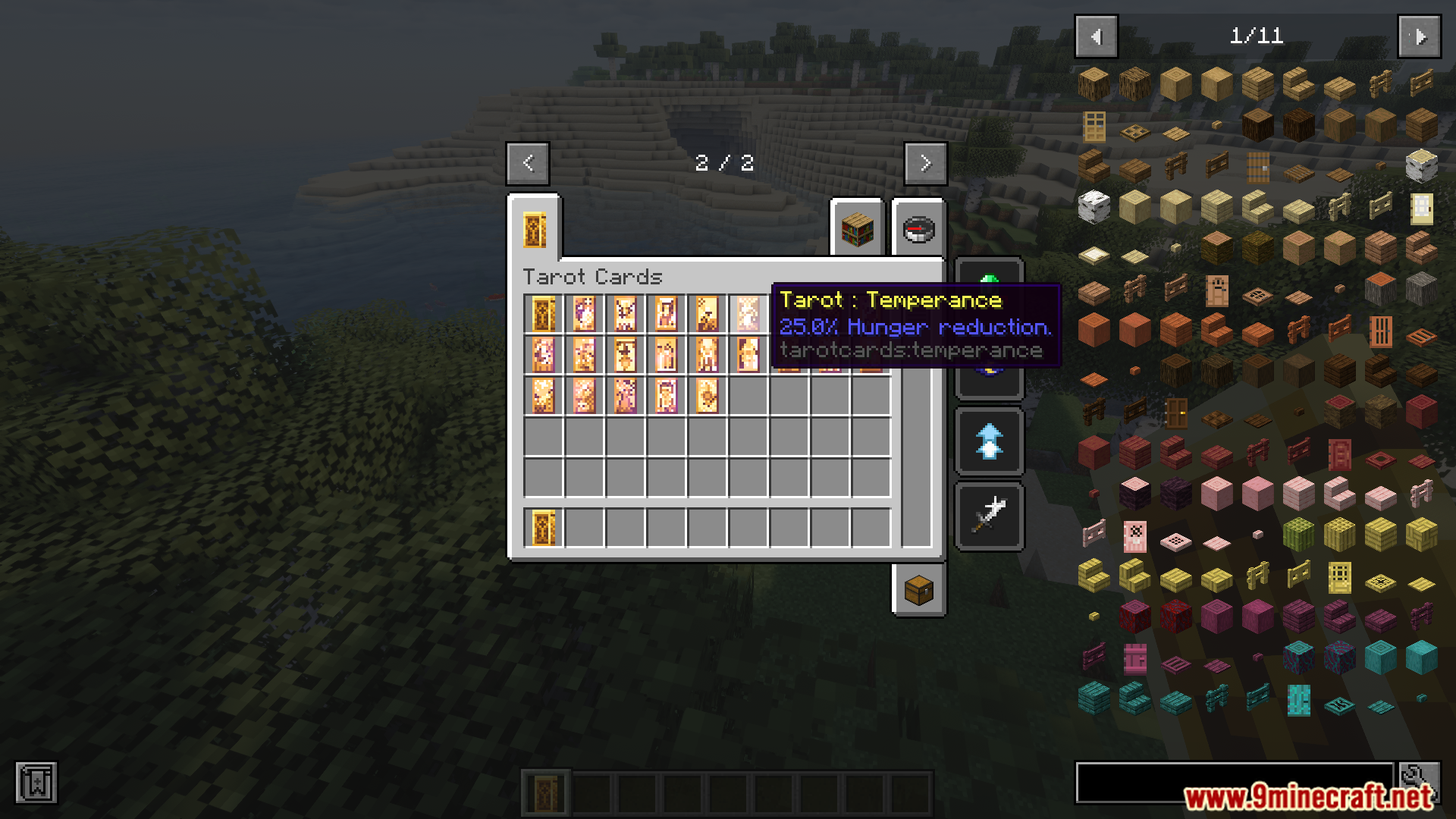Viewing Temperance card effects in Tarotcards Remastered Mod inventory