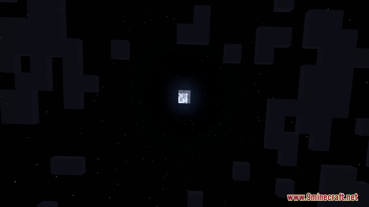 Bright square moon shining through dark clouds in the night sky