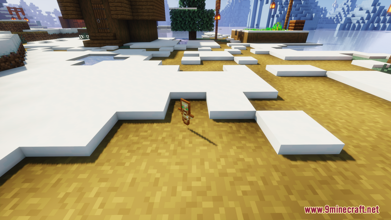 Dropped skeleton totem item resting on a snowy dirt path