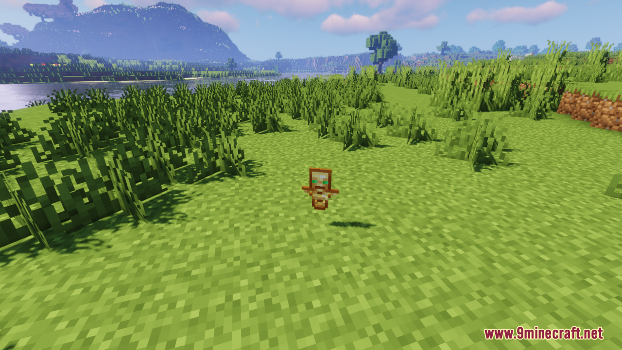 Dropped skeleton totem of undying on the grass near water