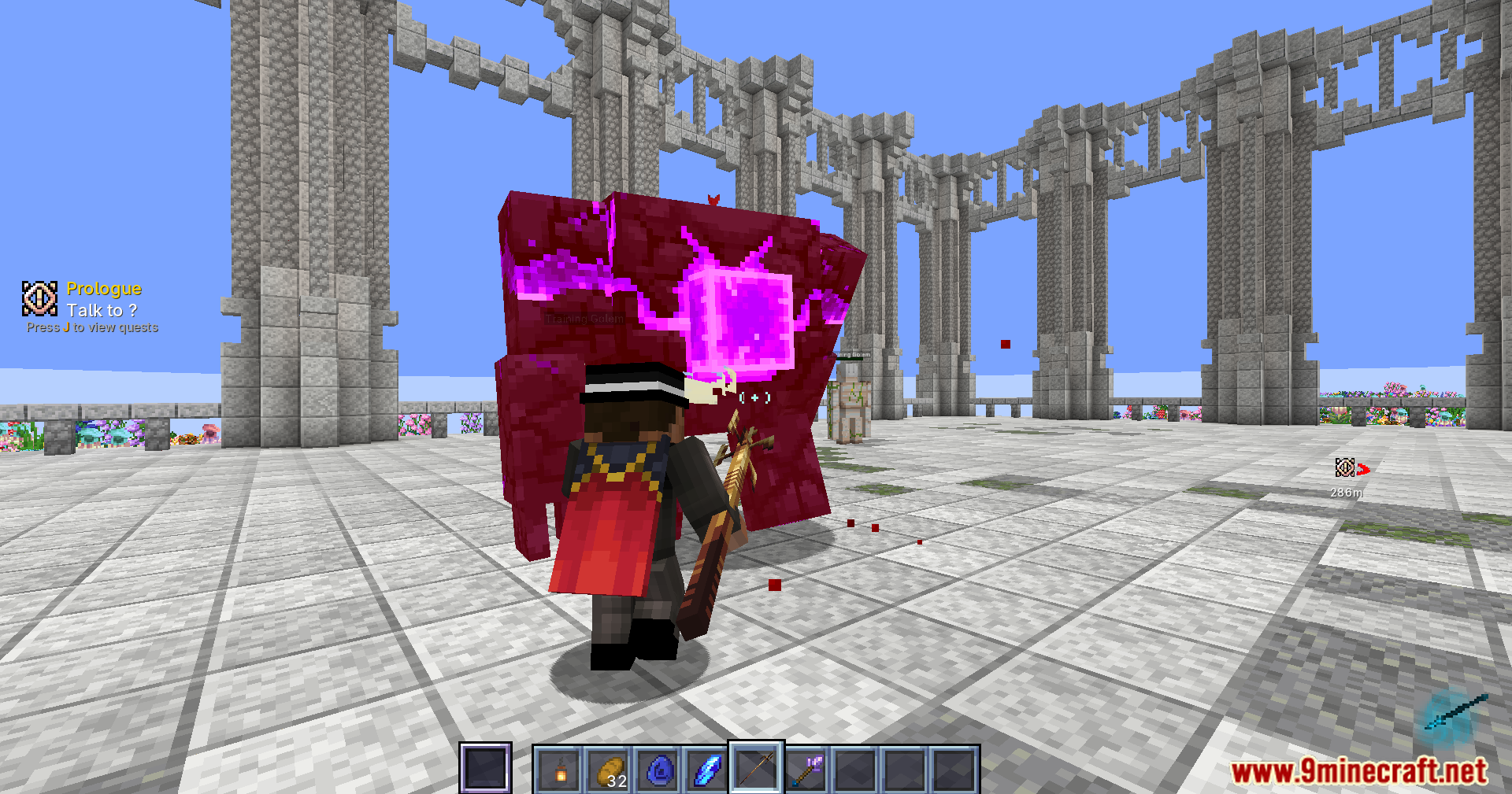 Player fighting custom Tcrmeshes monster model with a golden spear