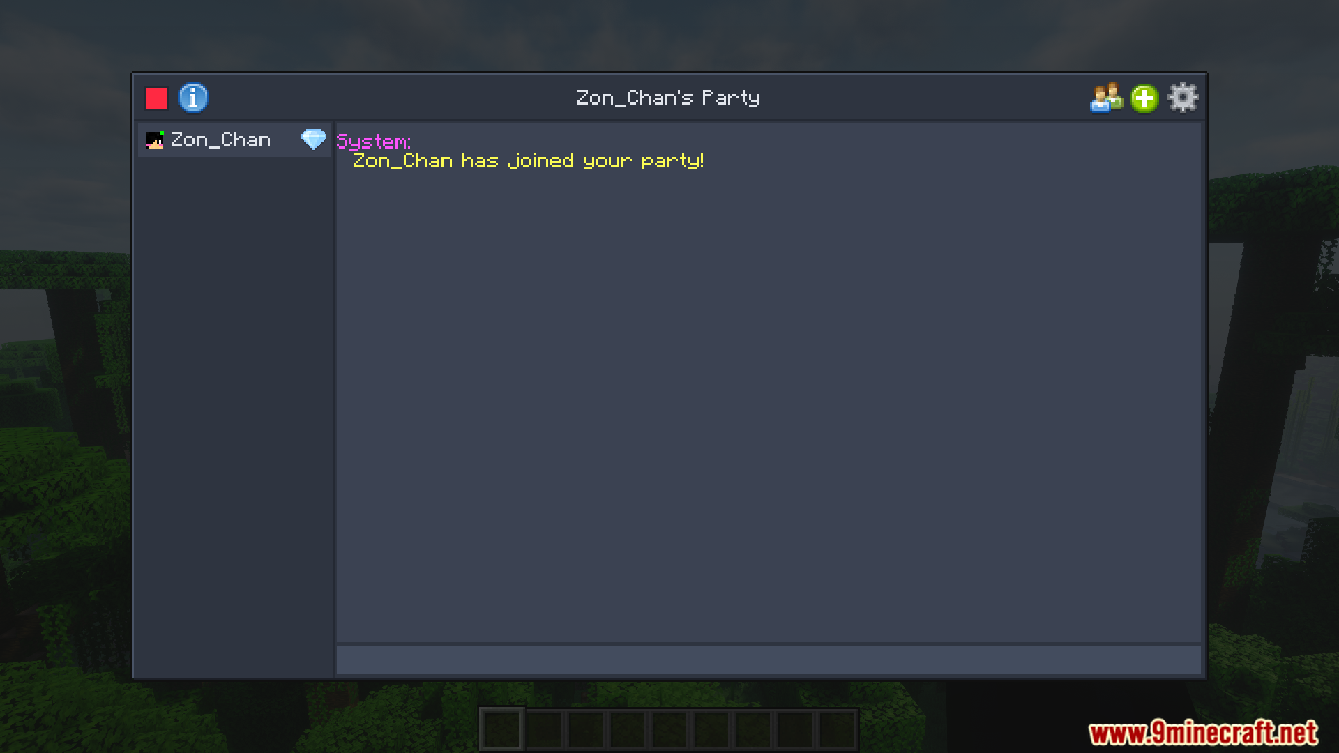 A player joining a party in the chat window