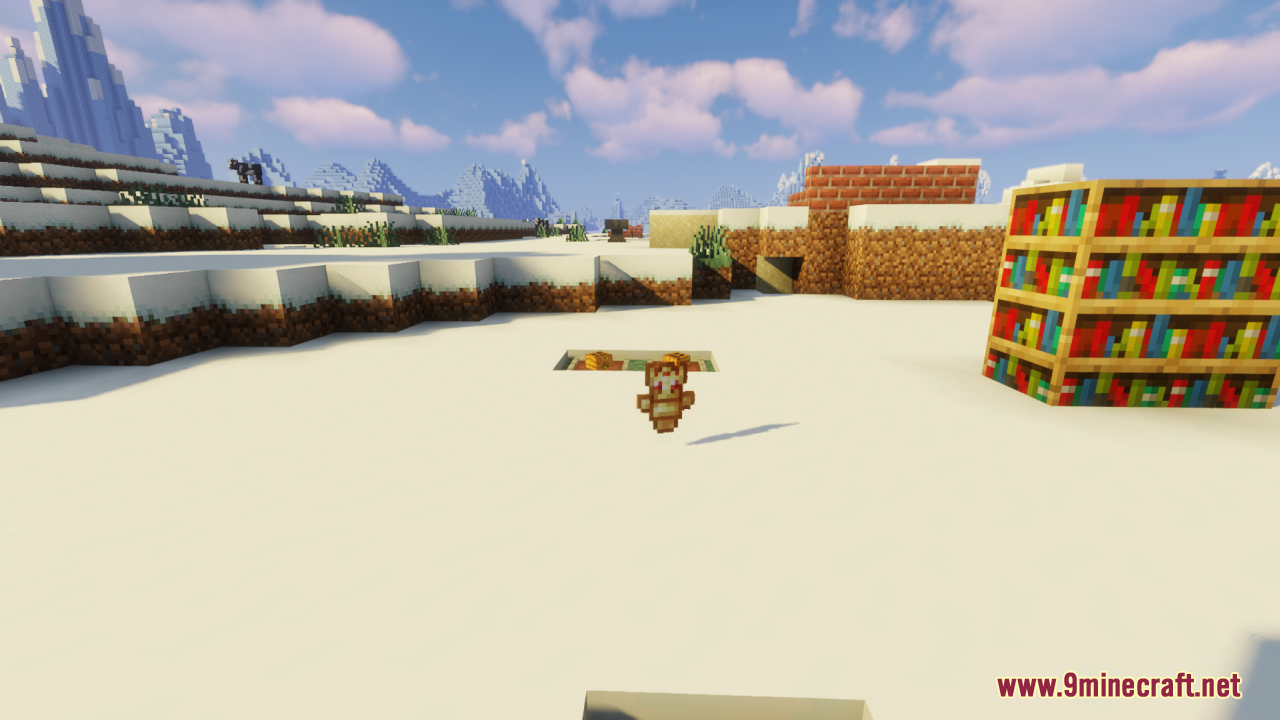 Dropped Technoblade totem item resting on the snowy ground area