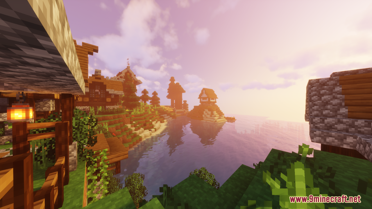 Sunset view over water and houses with the Vibrancy Pack