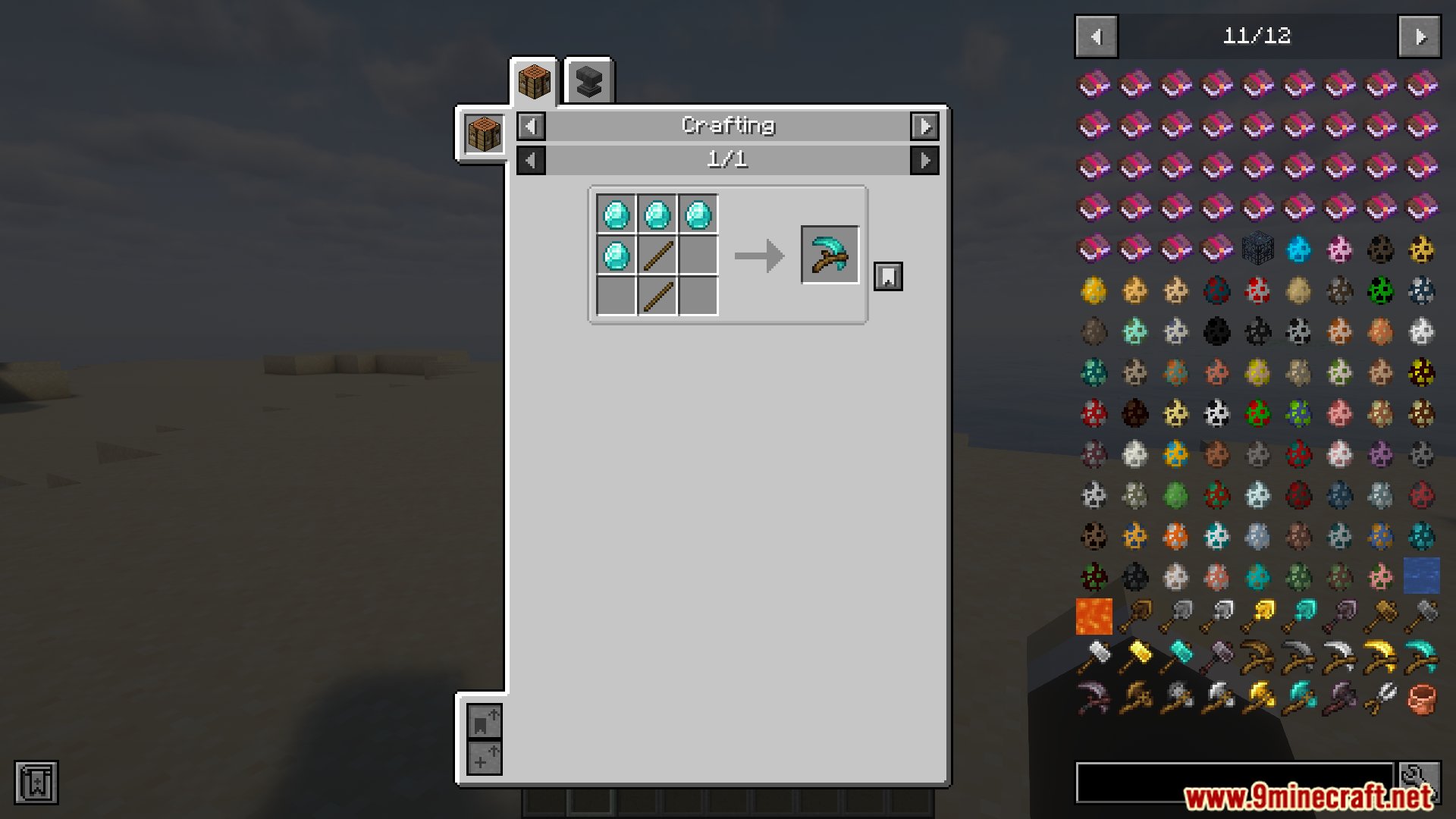 Crafting recipe for a diamond excavator in Minecraft