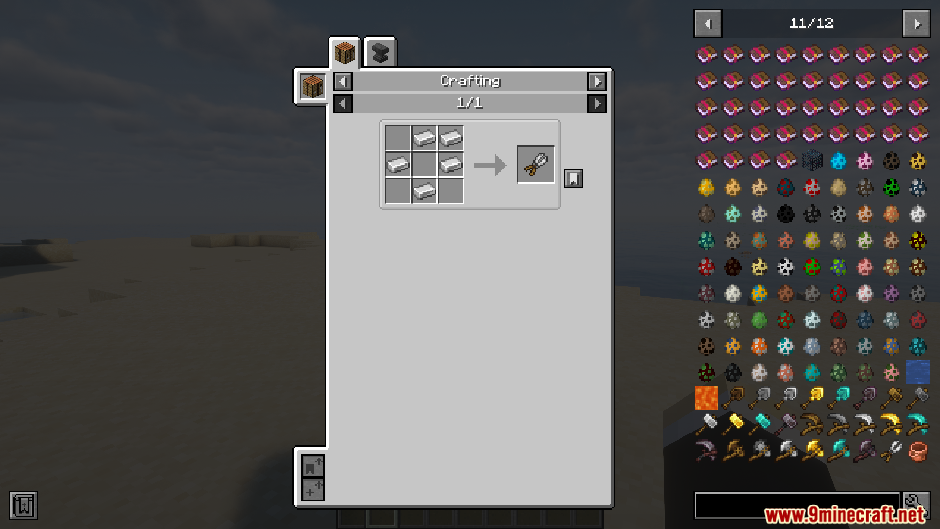 Crafting recipe for iron clippers in Minecraft